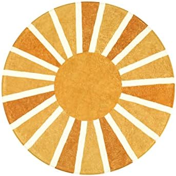 Lahome Sun Round Rug 3ft, Small Classroom Rug Boho Rainbow Dorm Rugs - Image 2
