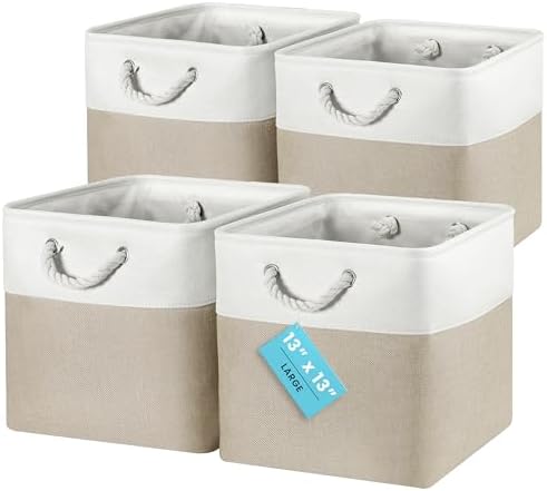 OrganiHaus 13x13 Cube Storage Bins, Rope Handles by OrganiHaus