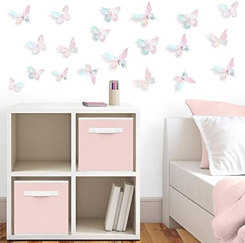 SAOROPEB 3D Butterfly Wall Decor 48 Pcs Laser Pink Butterfly Decorations - Image 4