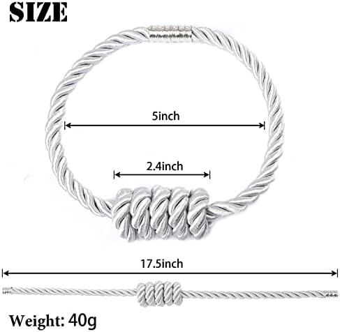 BEL AVENIR Magnetic Curtain Tiebacks 6 Pack Hand-Woven Curtain Ties - Image 2
