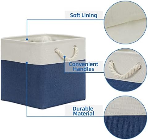 Temary Fabric Storage Cubes for Organizing 4Pack Blue Fabric Storage Basket 12 - Image 3