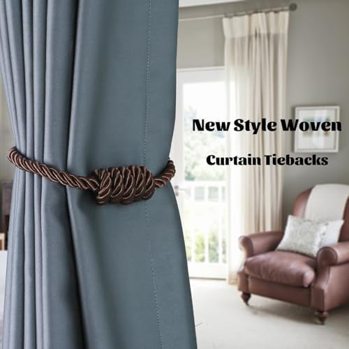 BEL AVENIR Magnetic Curtain Tiebacks 4 Pack Hand-Woven Curtain Ties - Image 6