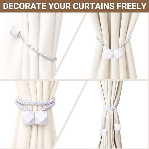 Hion Magnetic Curtain Tiebacks White 6pcs, Curtain Holdbacks Hooks Holders - Image 7