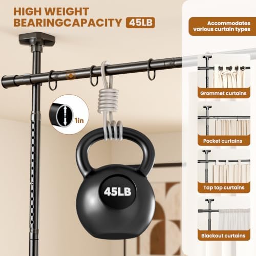 Room Divider Curtain Rods No Drilling, Adjustable Wall Divider 4-10Ft - Image 6