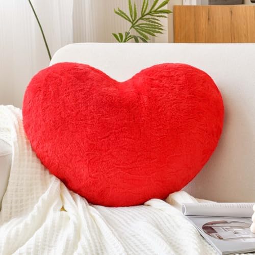 XVTRU Red Heart Pillows, Cute Heart Decorative Pillow, Heart Shaped Throw by XVTRU