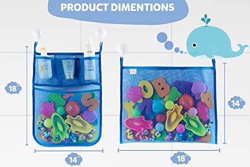 2 x Mesh Bath Toy Organizer + 6 Ultra Strong Hooks – The Perfect Bathtub Toy - Image 2