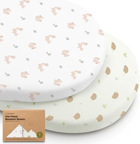 2-Pack Baby Bassinet Sheets Girl, 33x17 Bedside Sheets by KeaBabies