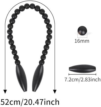Wood Bead Curtain Tiebacks 2 Pack, No Drill Curtain Holdbacks - Image 4