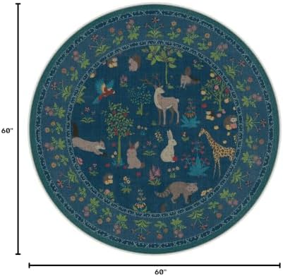 BESBLEE 5FT Round Rug for Bedroom, Washable Animal Non Slip - Image 2