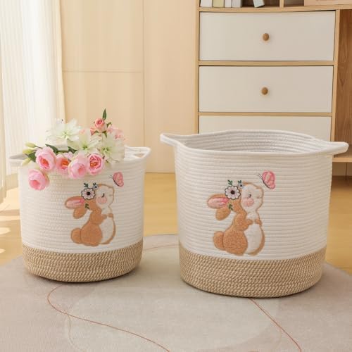 Toy Storage Baskets Woven Cotton Rope Storage Basket - Image 3