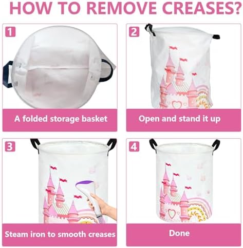 MAIZMZ Pink Castle Storage Bins Organizer Toy Box Laundry Basket Large Canvas - Image 5