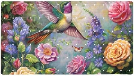 Bathtub Mat Non Slip 26.8x15.1 Inch, Hummingbird and Flower Shower Mat by Anna+Cowper