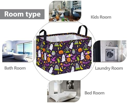 Rec Halloween Ghost Storage Basket Box Hamper Collapsible Organizer Bin Gift - Image 6