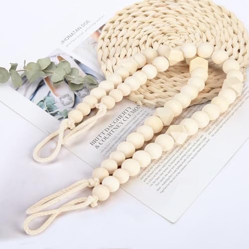 KLOGTSIND Wood Bead Curtain Tiebacks, 6 Pack Curtain Tie Backs - Image 5