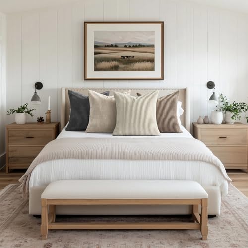 Topfinel 4 Packs Natural Decorative Throw Pillows Covers 18x18 Inch - Image 5