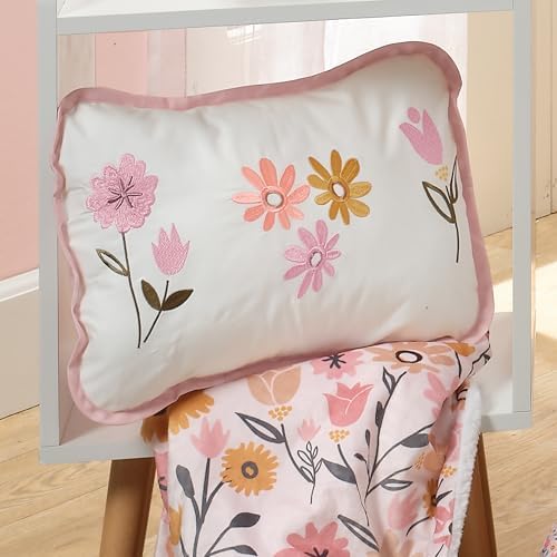Lambs & Ivy Little Garden Luxury Embroidered Floral Decorative Throw Pillow - Image 2
