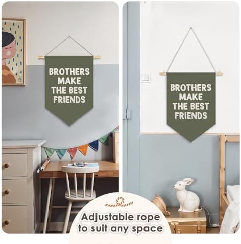 Wheatwin Boys Room Decor, Brothers Make the Best Friends Wall Hanging Pennant - Image 5