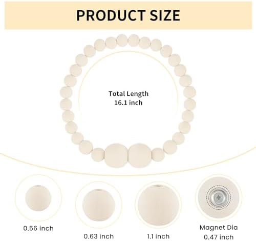 KLOGTSIND Magnetic Curtain Tiebacks, 6 Pack Wood Bead Curtain Holdbacks - Image 4
