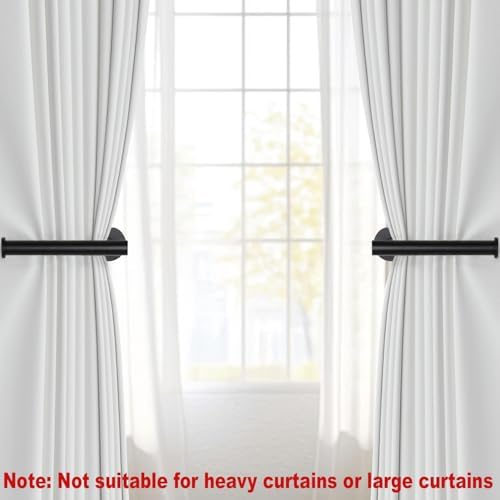 Hoousuper 6pcs Black Stainless Steel Curtain Tiebacks, Wall Mounted Curtain - Image 3