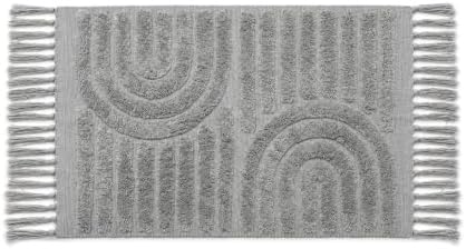 Lemontree Light Gray Boho Bath Mat, Non-Slip Cotton Bathroom Rug, 2x3 ft by Unknown
