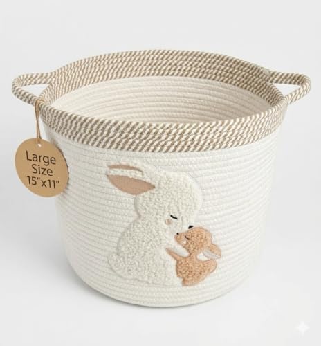 Kid's Storage Basket | 35L Woven Cotton Rope Bin by Joliwove