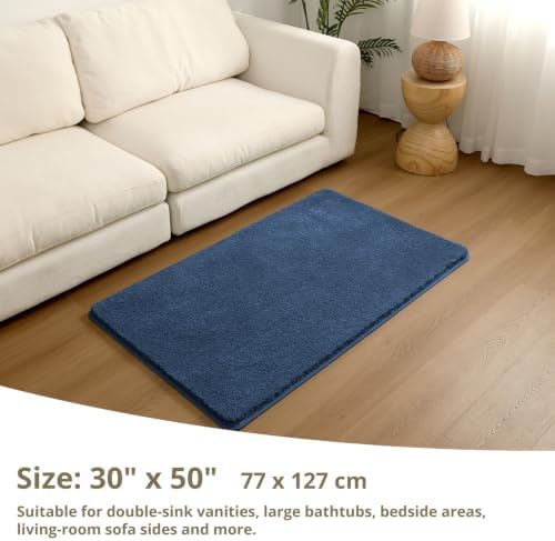 Polyester Bathroom Rug 30"x50" Navy Blue, Large Soft Bath Mat - Image 2