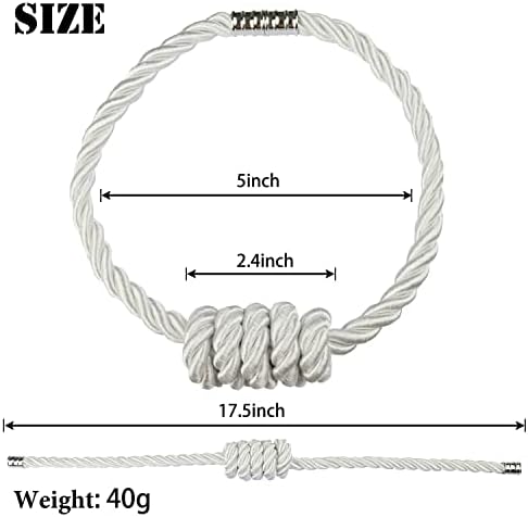 BEL AVENIR Magnetic Curtain Tiebacks 6 Pack Hand-Woven Curtain Ties - Image 2