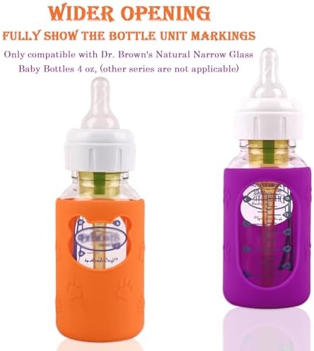 4 Pack Silicone Sleeve for Dr. Brown Natural Narrow Glass Baby Bottle 4 oz - Image 3