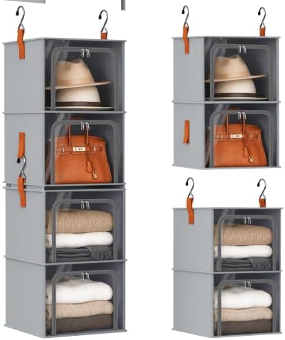 Homsorout 4-Tier Modular Hanging Closet Organizer Shelves Grey by Homsorout
