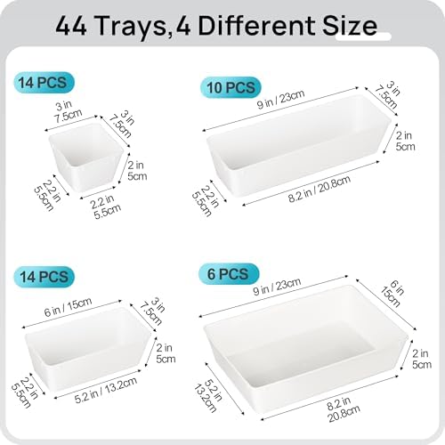 Vtopmart 44 PCS Plastic Drawer Organizer Set, Vanity Organizer Trays - Image 2