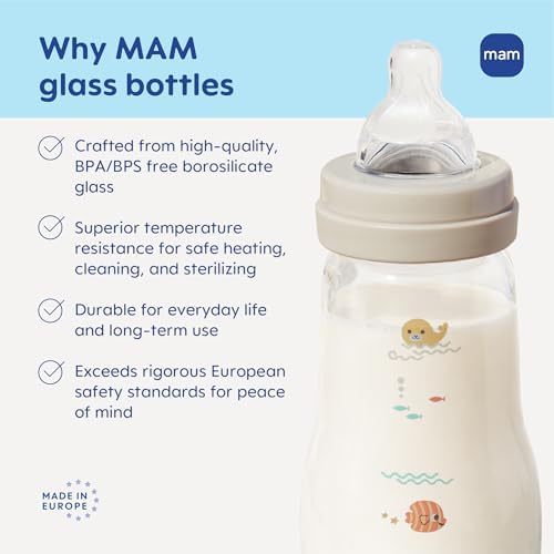 MAM 9oz Pure Glass Feel Good Anti-Colic 2+ Months Baby Bottle, 3 Pk - Image 6