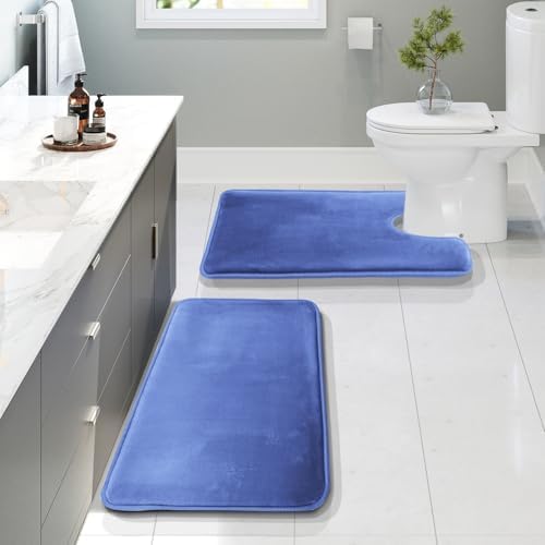 Clara Clark 2 Piece Bathroom Rugs, Velvet Memory Foam Bath Mat Set, Non-Slip by ClaraClark