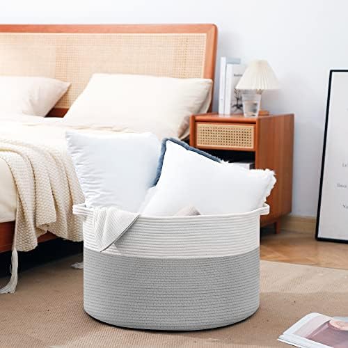 MEGASKET XXXL Large Cotton Rope Storage Bin, Woven Baby Kids Toy Storage Bin Box - Image 5
