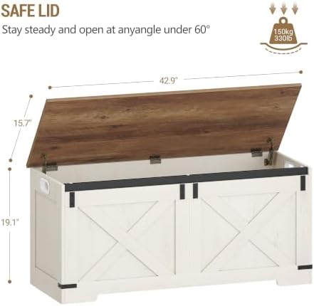 Hzuaneri 43" Farmhouse Storage Chest and Bench | 55 Gal | 330lb Seat - Image 3