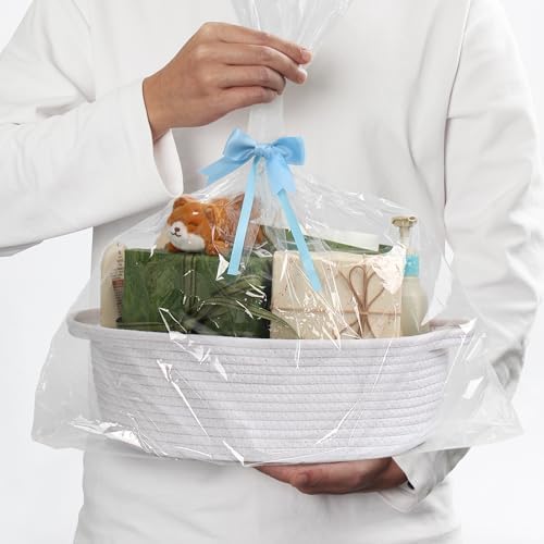 MEGASKET White Small Woven Basket, 13” x 9” x 5” Baskets - Image 3