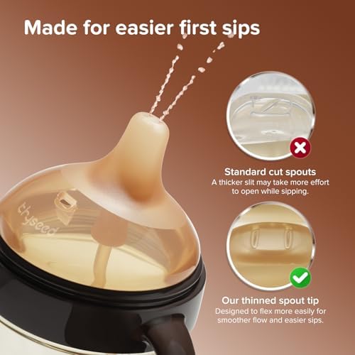 Thyseed Spill-Proof Weighted Straw Sippy Cup, Baby Transition Trainer, Soft - Image 4