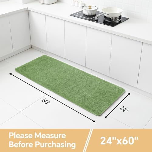 Polyester Bathroom Runner Rug 24"x60" Hunter Green, Soft Bath Mat - Image 2