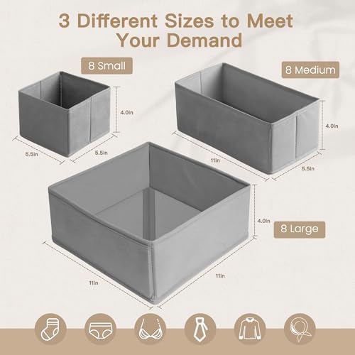 Criusia Drawer Organizer Clothes, 24 Pack Dresser Organizer - Image 2