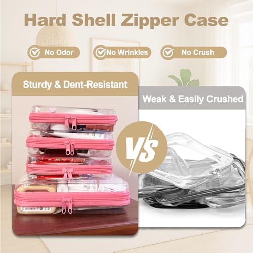 4 pcs Clear Zipper Pouches, Hard Shell Zipper Case, Makeup Organizer - Image 2