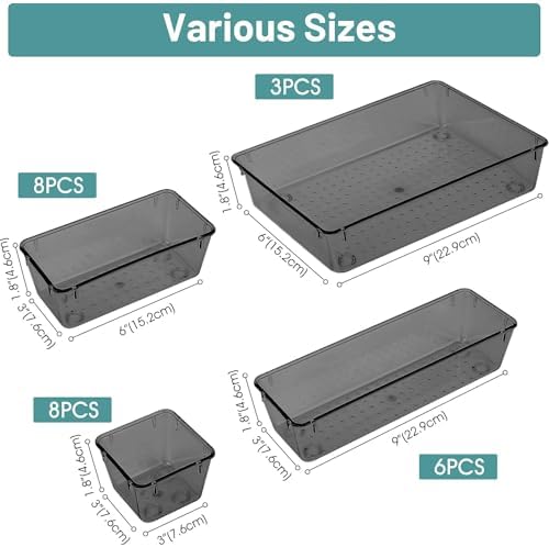 25 PCS Plastic Drawer Organizer Set, Makeup Organizers and Storage Bins - Image 2