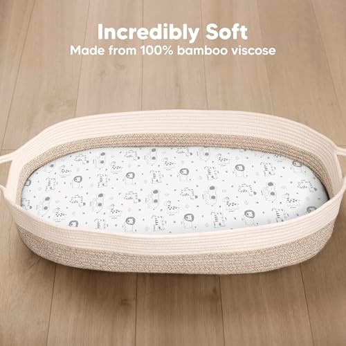 2-Pack Baby Bassinet Sheets Girl, 33x17 Bedside Sheets - Image 2