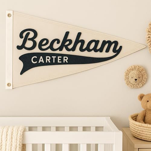 Personalized Baby Name Sign for Nursery Decor, Canvas Name Pennant Flag by BCXIEPU