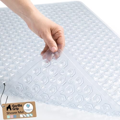 GORILLA GRIP Bath Tub Shower Mat, Bathtub Floor Liner, 35x16 Clear by GorillaGrip