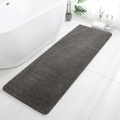 Polyester Bathroom Runner Rug 24"x72" Taupe, Soft Shaggy Bath Mat by Kildoss