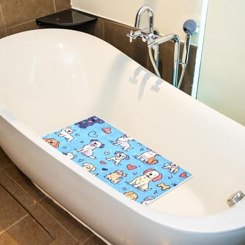 Bathtub Mat Non Slip 26.8x15.1In, Cute Dogs Puppy Bath Mat - Image 4