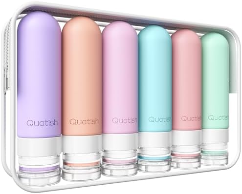 Quatish Travel Bottle for Toiletries 6 Pack, Original Patented Leakproof 3oz by Quatish