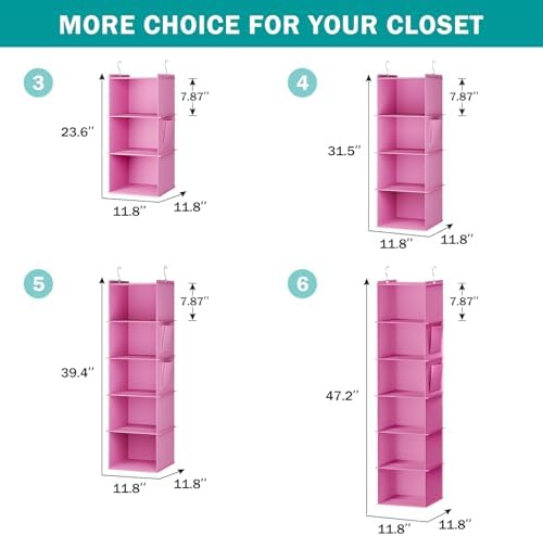 YOUDENOVA Hanging Closet Organizer and Storage, Light Pink - Image 5
