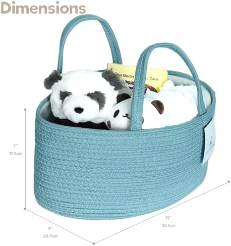luxury little Diaper Caddy Organizer, Large Cotton Rope Nursery Baby Basket - Image 6