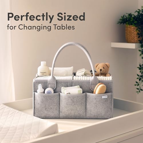 PUTSKA Baby Diaper Caddy Organizer, Felt Nursery Basket - Image 3