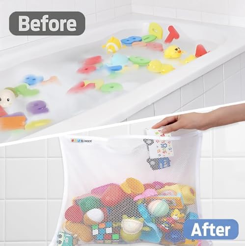 Bath Toy Net 18x16 Inch Kids Bath Tub Toy Holder, Corner Mesh Bag, Baby Bathtub - Image 4
